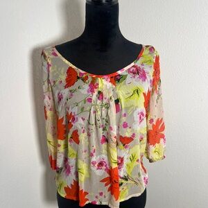 Hollister Floral Blouse - Red, Pink, Green
